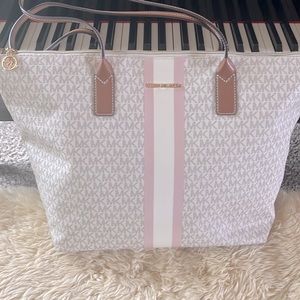 Michael Kors extra large logo striped tote